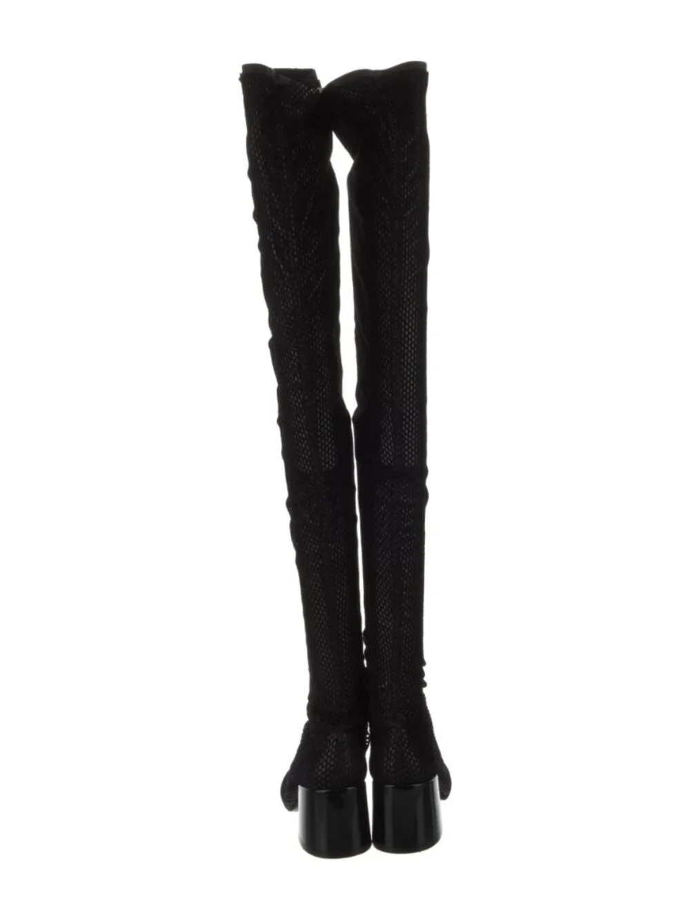 MM6 Maison Margiela Fishnet Mesh Leather over the knee Boots